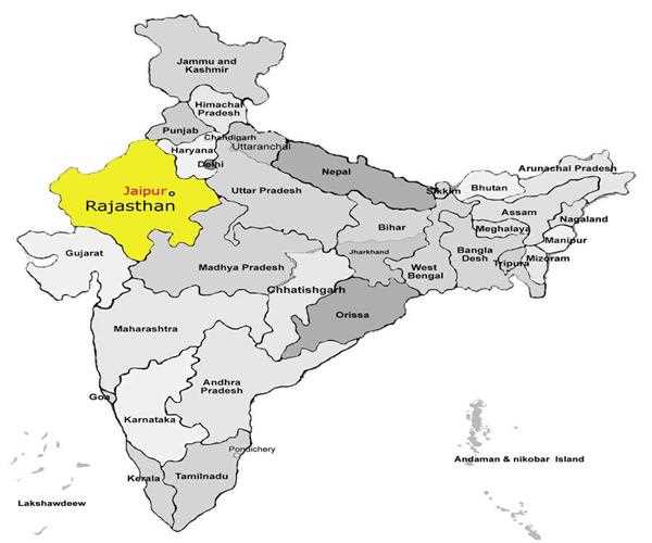 Rajasthan lies on which direction of Punjab?