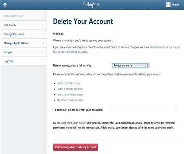 How to delete my Instagram account ?