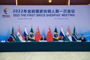 The first BRICS Sherpas meeting of 2022 was held under the chairmanship of which country?