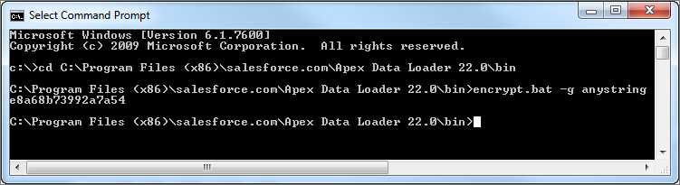 How to create Encryption Key using Command Line of Salesforce Data Loader?