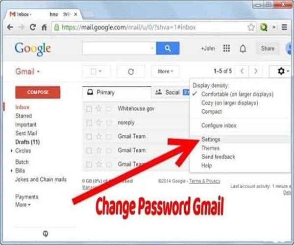 How do I change my Gmail account password?