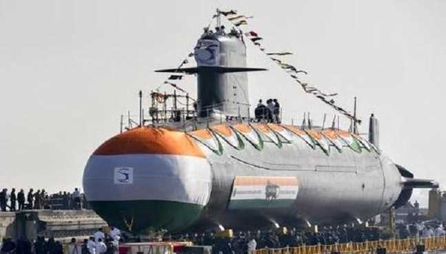 What is the name of the third state-of-art Scorpene class submarines launched by the Indian Navy? 