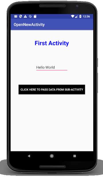 How do you pass the data to sub-activities android? Explain for example.