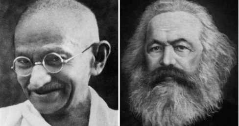 Write the differences between Gandhian state and Marxian state?