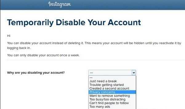 How to de-activate my Instagram account ?