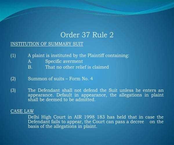 Is Leave to defend available for Defendant in case of the summary suit under order 37?