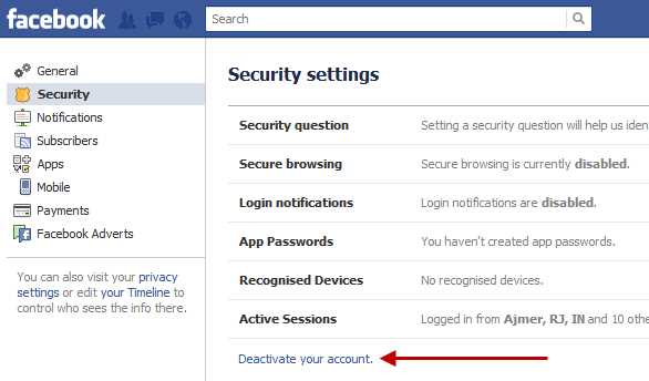 How to deactivate a Facebook account?
