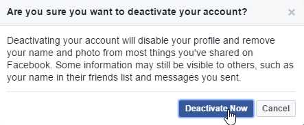How to deactivate a Facebook account?