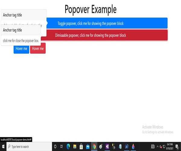 How to create a hover popover with Bootstrap library?