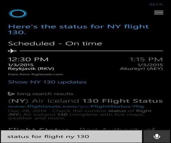 Can Cortana track flights schedule?