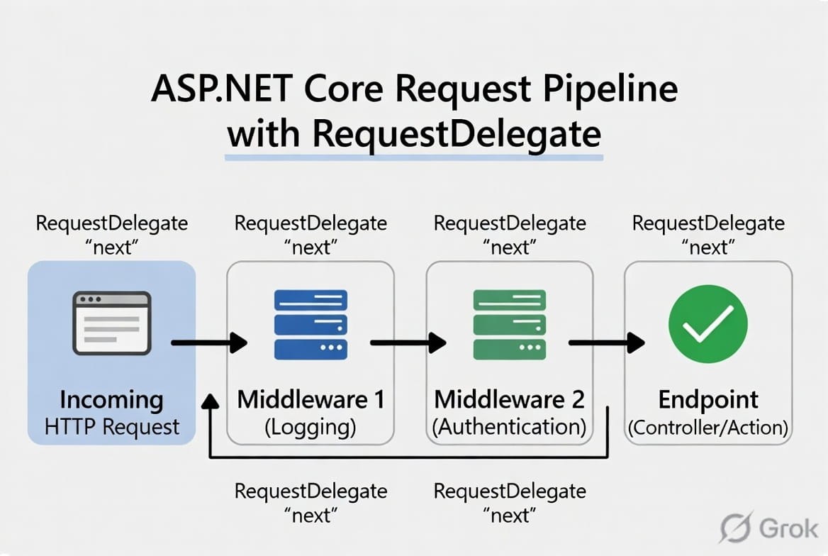 What is RequestDelegate in .NET Core?