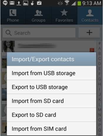 how to import and export contacts in android phone?