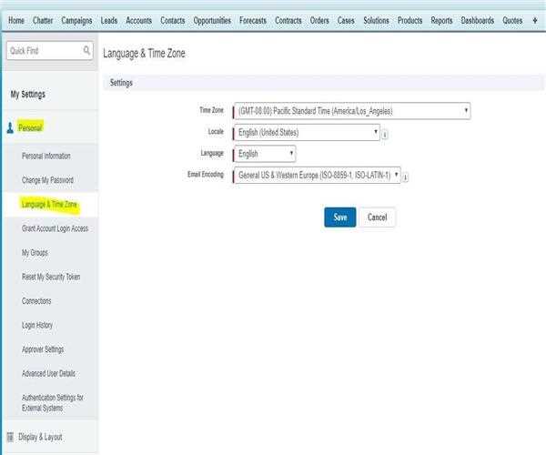 How to set time zone setting in Salesforce?