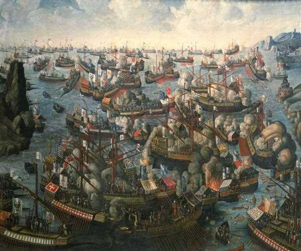 Which battle of 1571 marked the end of the Ottoman naval supremacy in the Mediterranean?
