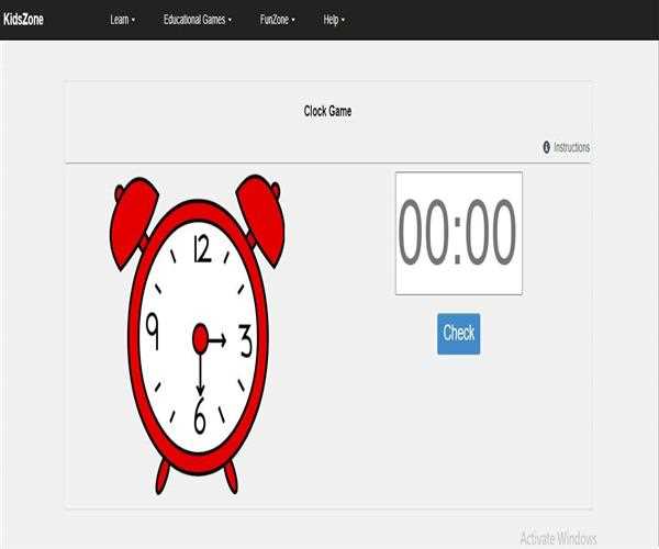 What is Clock game at KidsZone?