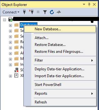 How to create a database in a Microsoft SQL server?