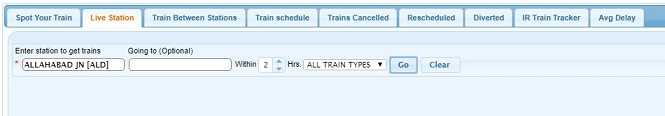  I want to travel from (A) to (B). How can I find the trains available between the stations?